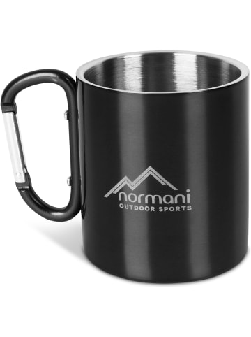 Normani Outdoor Sports Edelstahl Tasse 330 ml mit Karabinerhaken Wisconsin in Schwarz