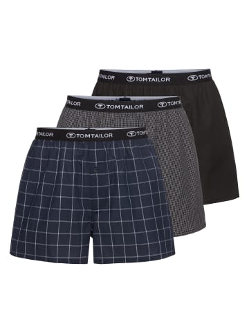 Tom Tailor Boxershort 3Er Pack Clubhouse in schwarz-dunkel-Karo
