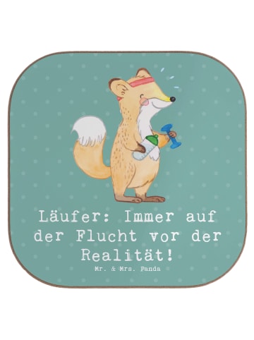 Mr. & Mrs. Panda Glasuntersetzer Laufen Realitätsflucht mit Spruch in Meeresbrise