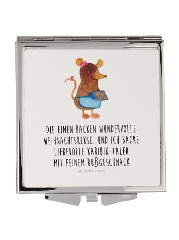 Mr. & Mrs. Panda Handtaschenspiegel quadratisch Maus Kekse mit S... in Weiß