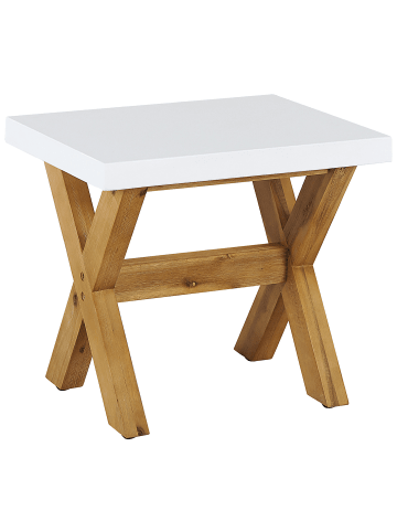 Beliani Gartenstuhl OLBIA in Weiß/Braun - (W) 51 x (H) 45 x (L) 40 cm