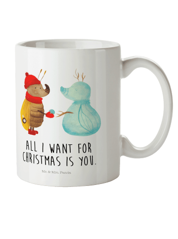 Mr. & Mrs. Panda Pott Nachtfalter Schneemann mit Spruch in Weiß