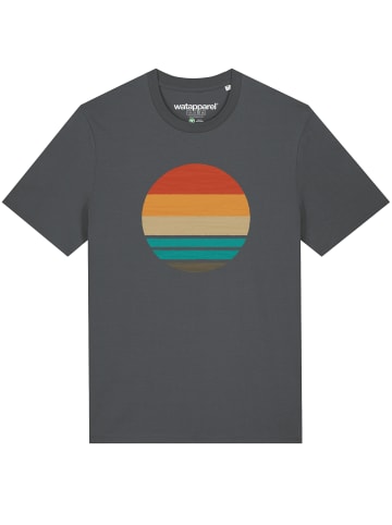wat? Apparel T-Shirt Retro Sunset Ocean in Grau