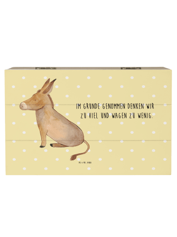 Mr. & Mrs. Panda Truhe Esel mit Spruch in Gelb Pastell