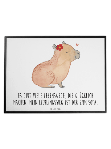 Mr. & Mrs. Panda Schreibtischunterlage Capybara Blume mit Spruch in Weiß