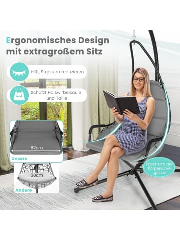 COSTWAY Hängesessel mit Gestell in Grau