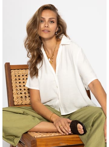 SASSYCLASSY Bluse in Crincle Optik in Weiß