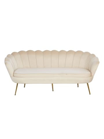 SalesFever Muschelsofa 3-Sitzer elegant Beine Chrom goldfarben und Samtbezug in Beige