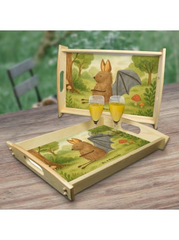 Mr. & Mrs. Panda Bett-Tablett Fledermaus Sitzen Design ohne Spruch in Weiß