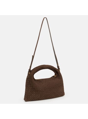 Les Visionnaires Sadie Weave Handtasche Leder 37 cm in dark brown