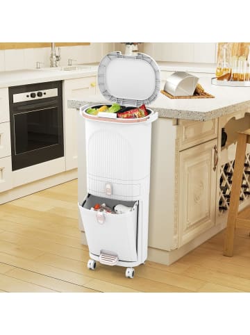 COSTWAY Mülleimer Küche 3 Fächer 2 x 12L & 14L in Weiß