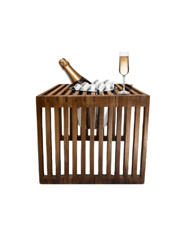 COOTAB Cooler Table 3-in-1 Loungetisch mit Edelstahl-Kühler Mykonos in Braun 40 cm in braun