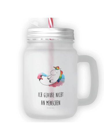 Mr. & Mrs. Panda Limonadenglas Einhorn Wolke 7 mit Spruch in Transparent