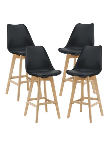 en.casa 4er-Set Barstuhl Lublin in Schwarz (H)105cm (B)48cm (T)58cm