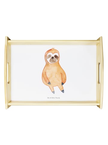 Mr. & Mrs. Panda holz serviertablett Faultier Zufrieden ohne Spruch in Weiß