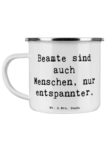 Mr. & Mrs. Panda Emaille Tasse Spruch Beamtin Entspannt mit Spruch in Weiß