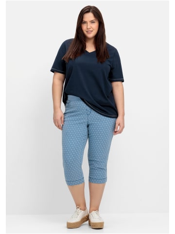 sheego Gepunktete Caprijeans in light blue Denim