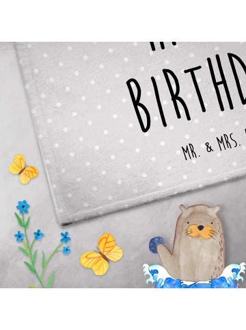 Mr. & Mrs. Panda Handtuch Bär Geburtstag mit Spruch in Grau Pastell