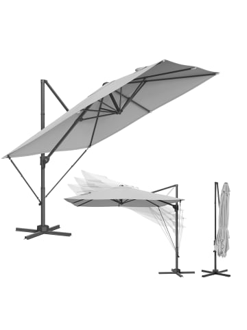 SONGMICS Sonnenschirm Sheld in Grau - (D)270 x (H)245 cm