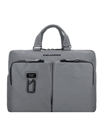 Piquadro Harper Aktentasche Leder 40 cm Laptopfach in grey