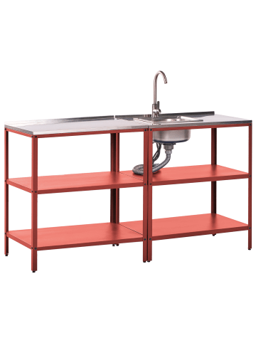 Beliani 2er-Set Gartenküche VILAMA in Rot/Silber