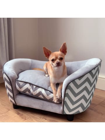 Pawhut Hundesofa Grau+Schwarz L68,5 x B40,5 x H40,5 cm