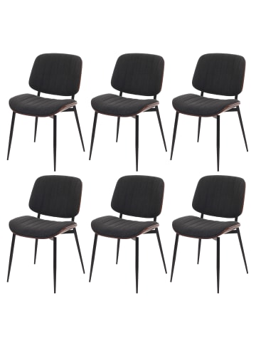 MCW 6er-Set Esszimmerstuhl O44, Walnuss-Optik, dunkelgrau