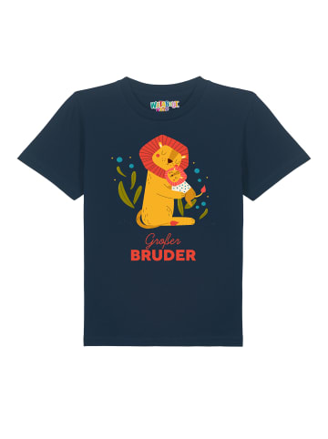 wat? Apparel T-Shirt Löwen Großer Bruder in Dunkelblau