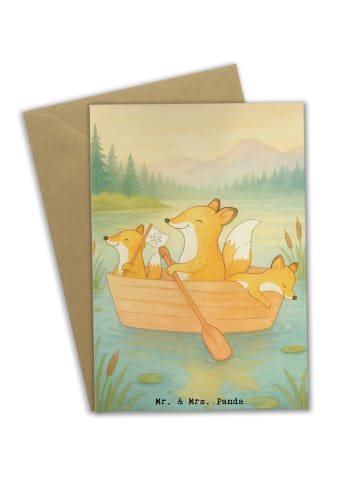 Mr. & Mrs. Panda Beileidskarte Fuchs Kanufahren Design ohne Spruch in Weiß