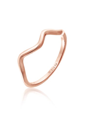 Elli Ring 925 Sterling Silber Geo, Wellen in Rosegold