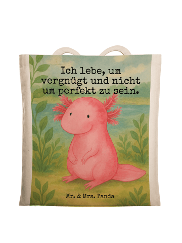 Mr. & Mrs. Panda Shopping Tasche Axolotl Niedlich Design mit Spruch in Weiß