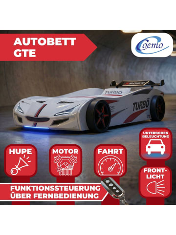 Coemo Autobett GTE im Rennwagen-Design mit Lattenrost in Weiß