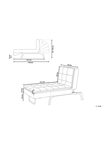 Beliani Chaiselongue LOIRET in Blau/Silber - (W) 179 x (H) 93 x (L) 76 cm