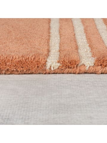 KADIMA DESIGN Wollteppich modern, abstrakt, rutschfest, Teppich 100% Wolle in Terrakotta