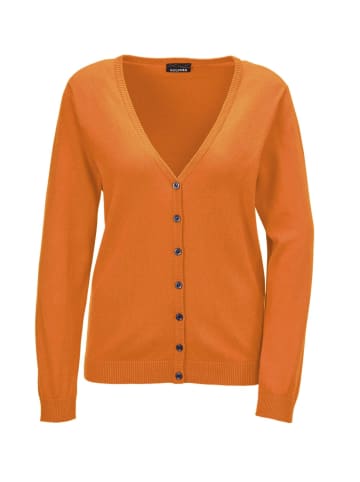 GOLDNER Kurzgröße: Hochwertige Strickjacke in safran