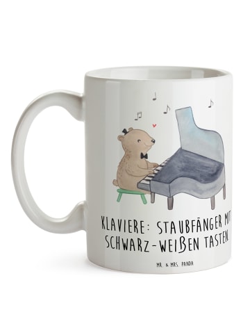 Mr. & Mrs. Panda Keramiktasse Klavier Staubfänger mit Spruch in Weiß
