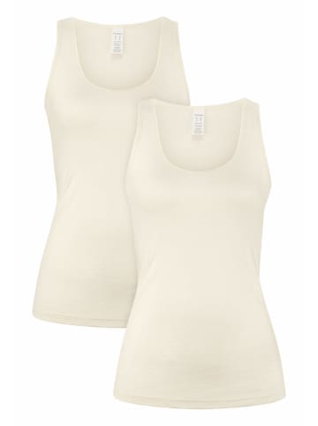 Hessnatur Tanktop Rundhals Fitted 2er-Set in natur
