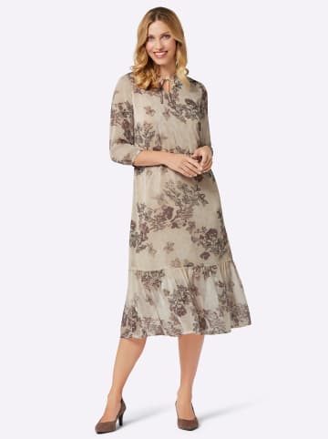 Sieh an! Druckkleid in sand-dunkeltaupe-bedruckt