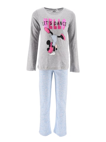 Disney Minnie Mouse 2tlg. Outfit: Schlafanzug Langarmhirt und Hose in Grau