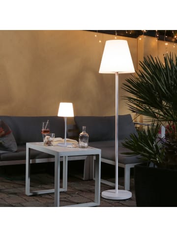 MARELIDA LED Akku Garten Stehlampe USB aufladbar 4 Helligkeitsstufen H: 150cm in weiß