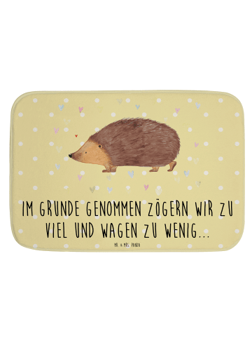 Mr. & Mrs. Panda Badematte Igel Herzen mit Spruch in Gelb Pastell