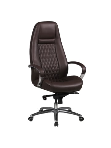 FineBuy Bürostuhl in Braun / Leder / 70x68x130