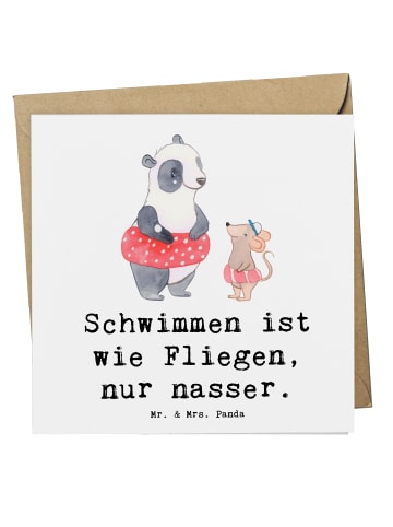 Mr. & Mrs. Panda Klappkarte Schwimmen wie Fliegen mit Spruch in Weiß