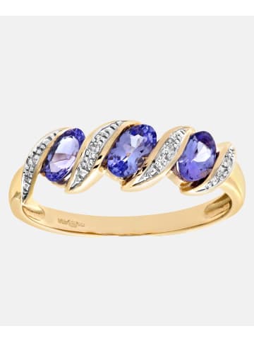 Diamant L'éternel Eternity-Ring aus 375 Gelbgold mit Diamant mit Tansanit gedreht