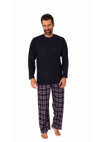NORMANN langarm Schlafanzug Pyjama karierte Flanell Hose - 70841 in navy
