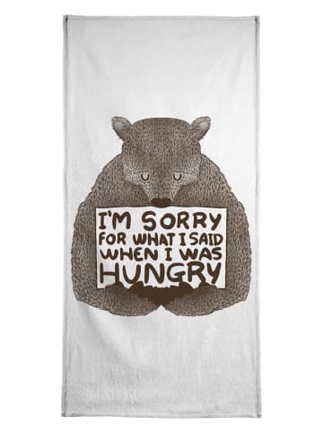 Juniqe Handtuch "I'm Sorry For What I Said When I Was Hungry" in Grau & Schwarz