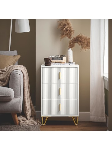 SoBuy Nachttisch in Weiß - (B)40 x (H)63 x (T)40cm