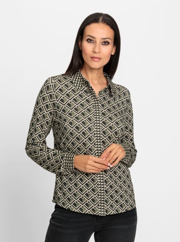 Heine Druckbluse in khaki-graphit-bedruckt