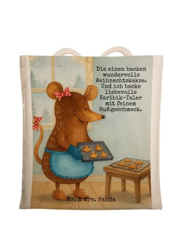 Mr. & Mrs. Panda Tote Bag Maus Kekse Design mit Spruch in Weiß