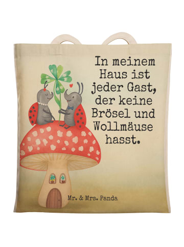 Mr. & Mrs. Panda Tasche Marienkäfer Fliegenpilz Design mit Spruch in Weiß
